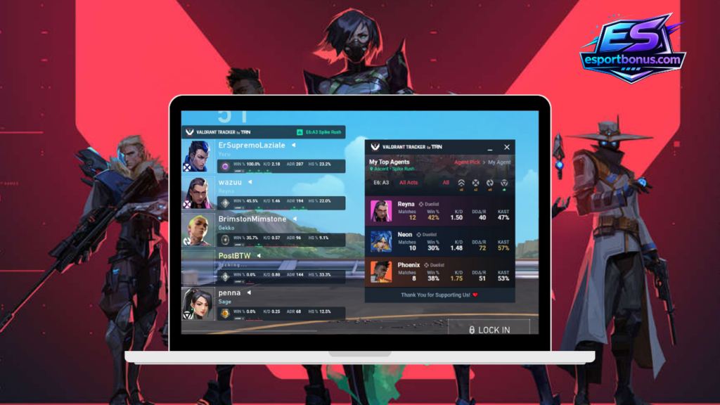 Data-driven rank improvement chart showing Valorant headshot percentage and KAST growth.